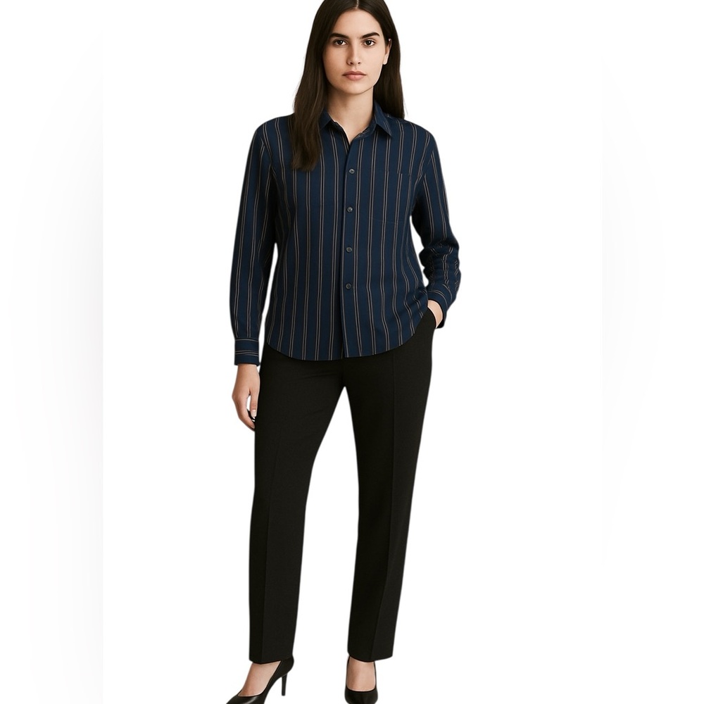 Peter Nygard Women's Navy Striped Blouse 22W NWT